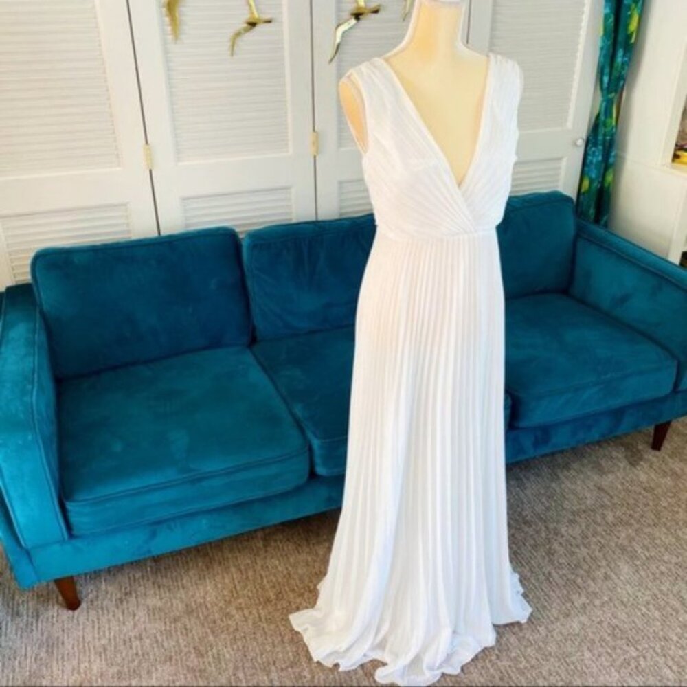 Anthropologie | BHLDN Badgley Mischka Sloan Dress Accordion Pleat Wedding Gown 0 - Picture 4 of 16